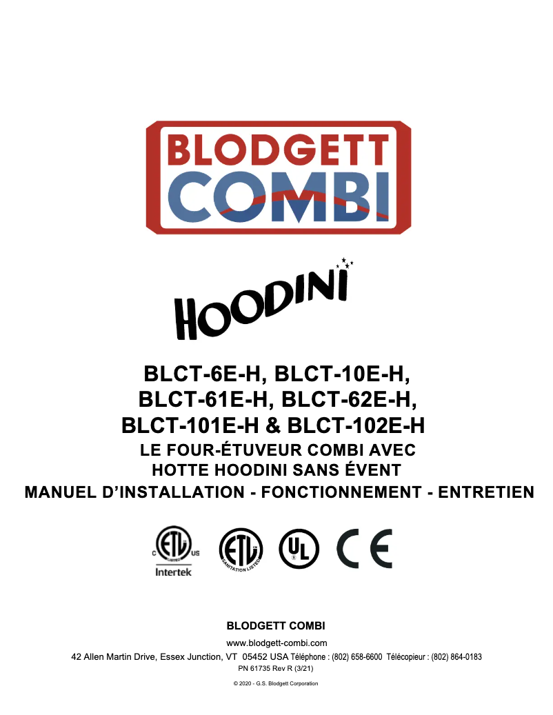 First page image of the manual for BLCT-62E-H