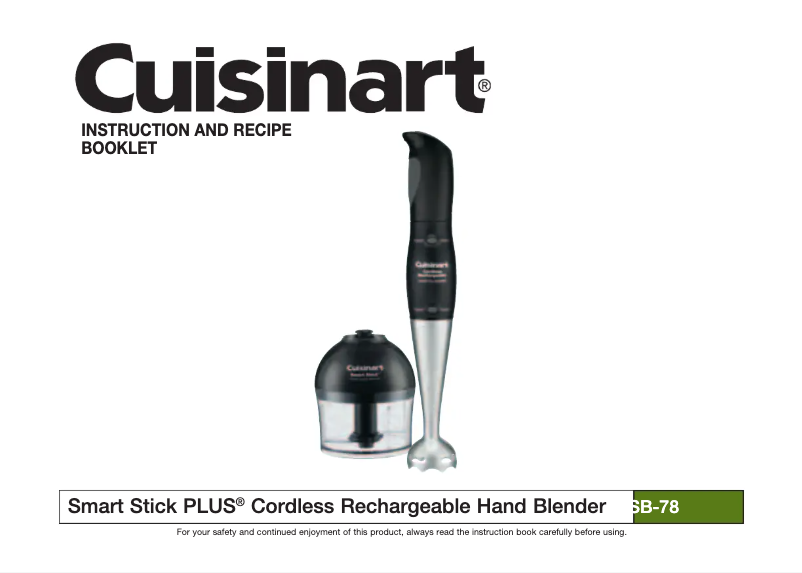 Page 1 of the manual User Manual Cuisinart Smart Stick Plus CSB-78