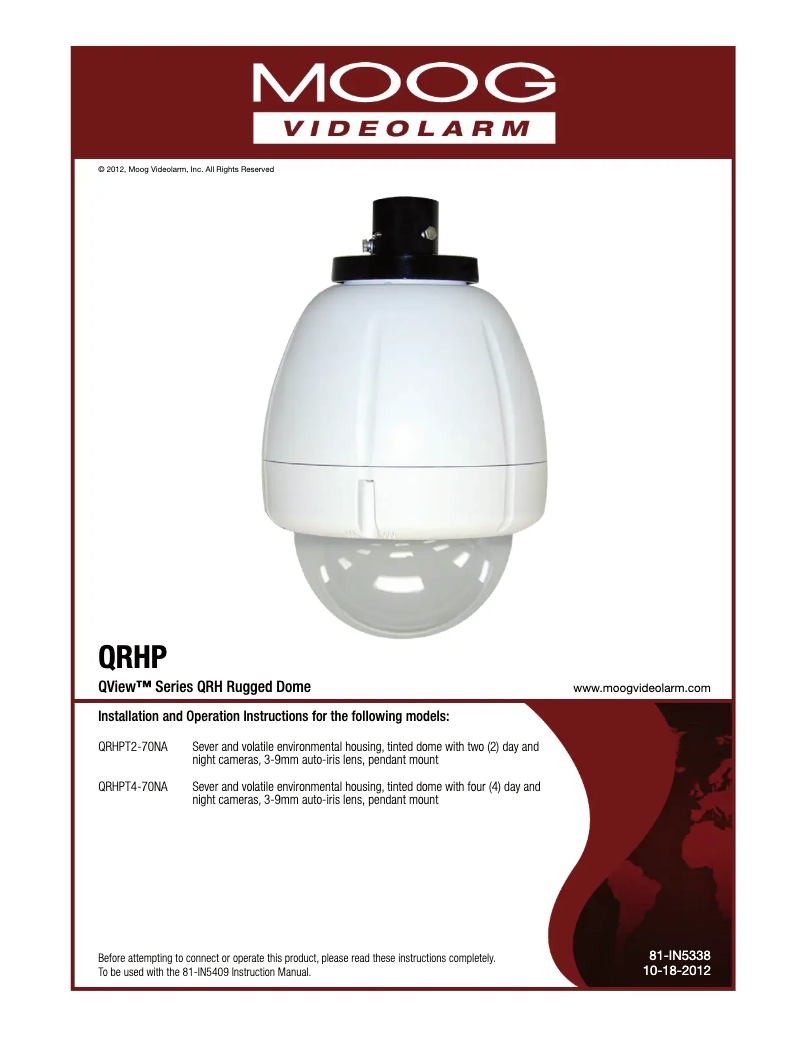 Page 1 of the manual User Manual Moog QView QRHPT4-70NA-X2