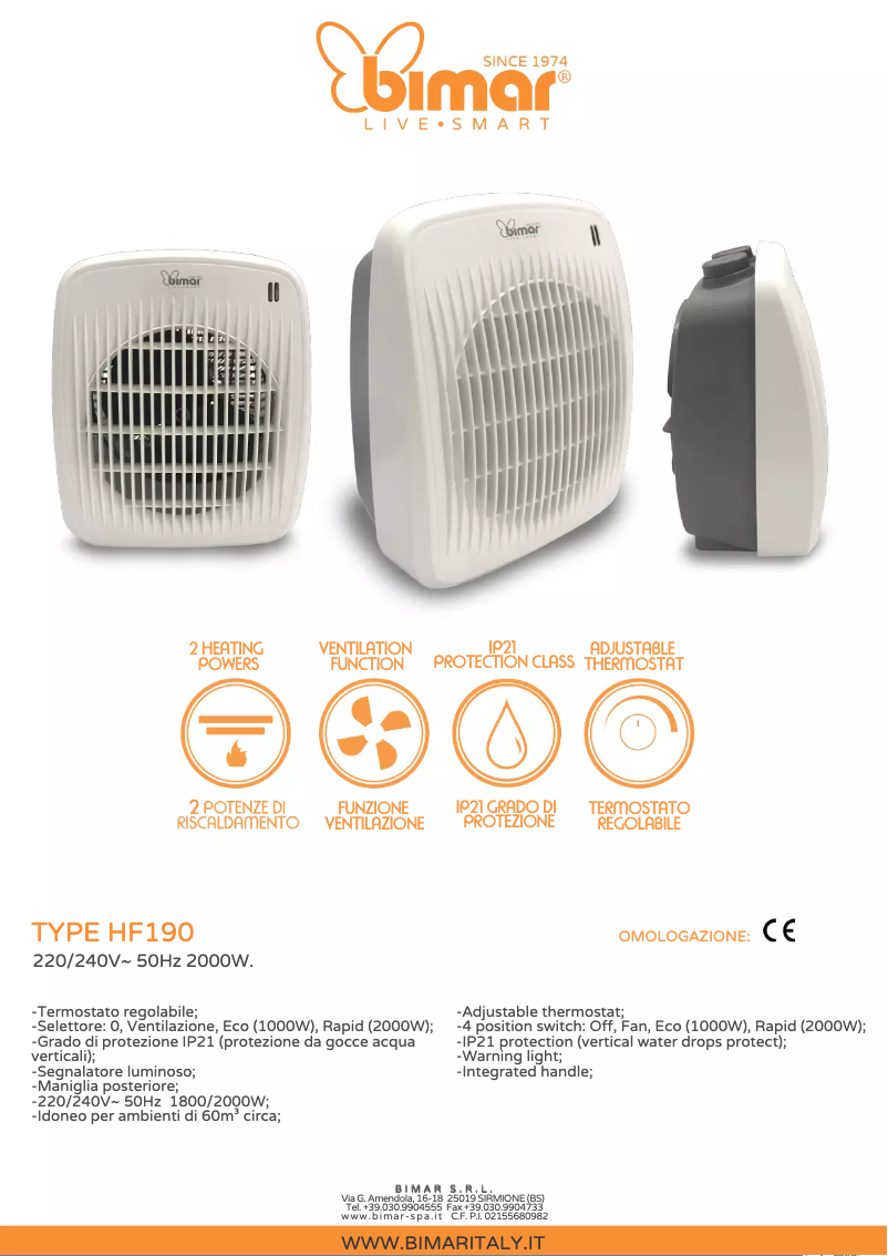 First page image of the manual for HF190