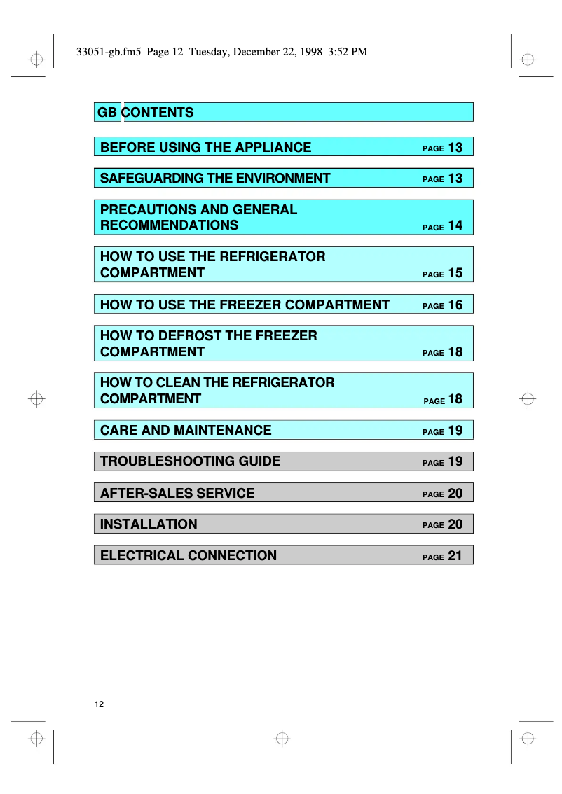 Page 1 of the manual User Manual Whirlpool ART 471/R-LH