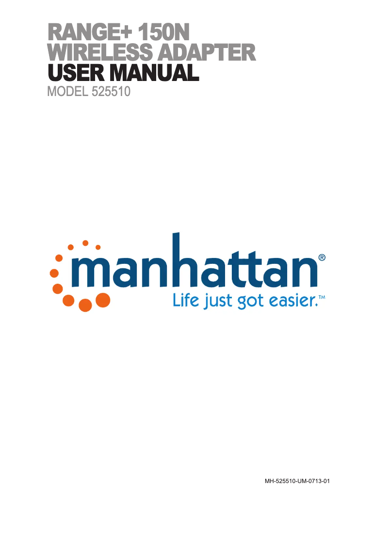 Page 1 of the manual User Manual Manhattan Range+ 150N