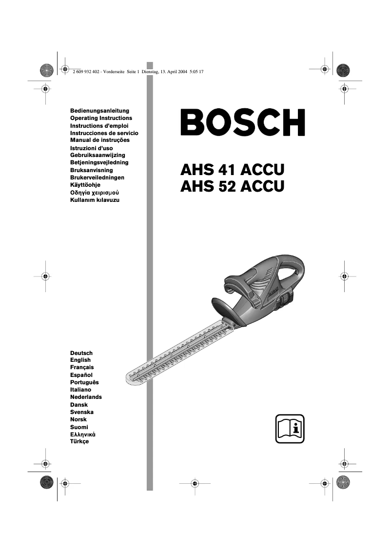 Page 1 of the manual User Manual Bosch AHS 41