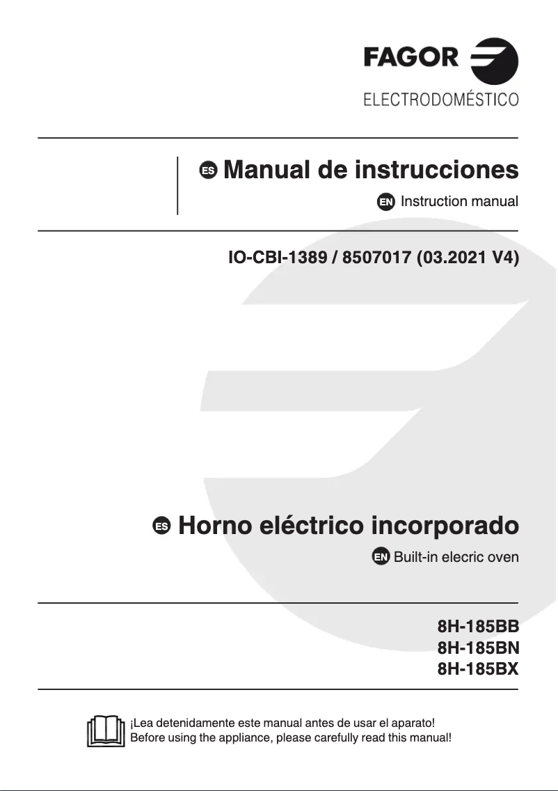Page 1 of the manual User Manual Fagor 8H-185BB