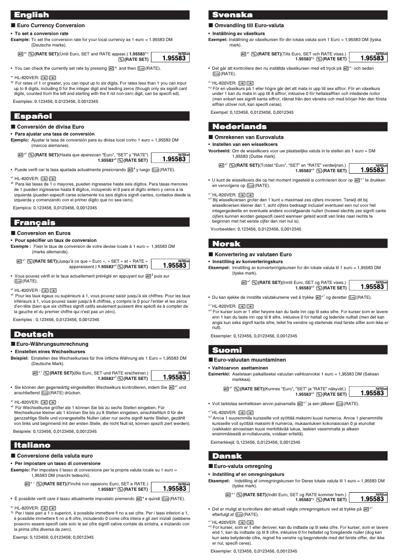 First page image of the manual for SL-300VER