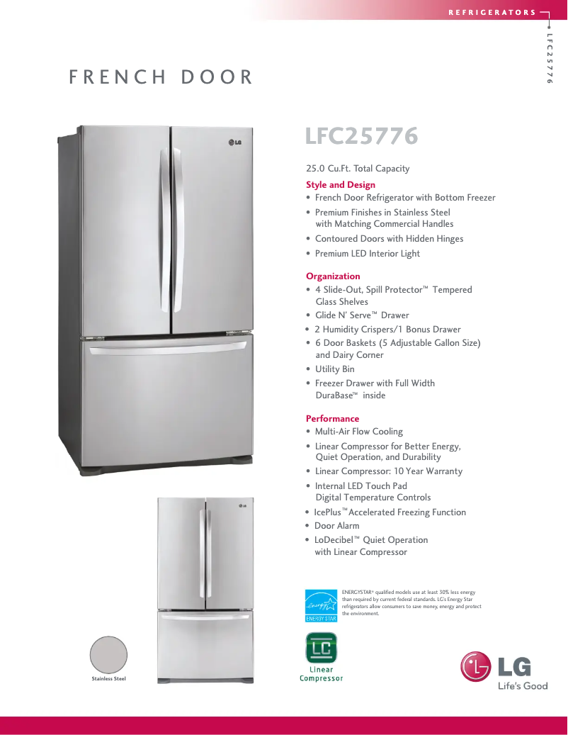 Page 1 of the manual Technical Sheet LG LFC25776ST