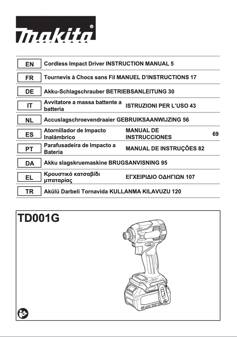 Page 1 of the manual User Manual Makita TD001GD201