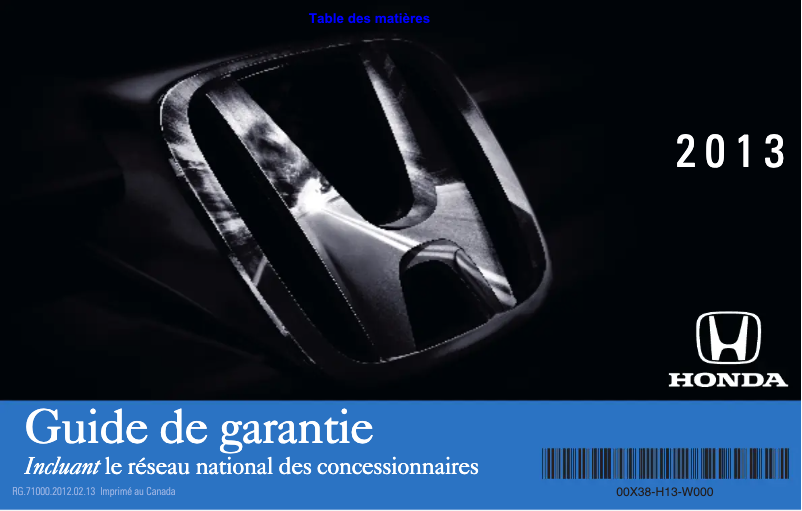 Page 1 of the manual Use and Maintenance Manual Honda Accord Coupe (2013)