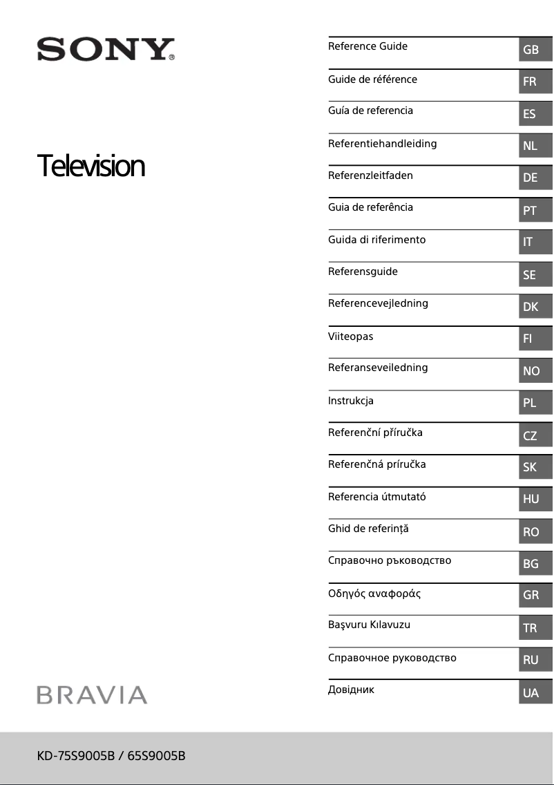 First page image of the manual for Bravia KD-65S9005B