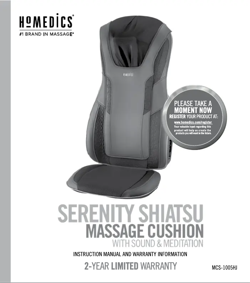 Page 1 of the manual User Manual Homedics MCS-1005HJ