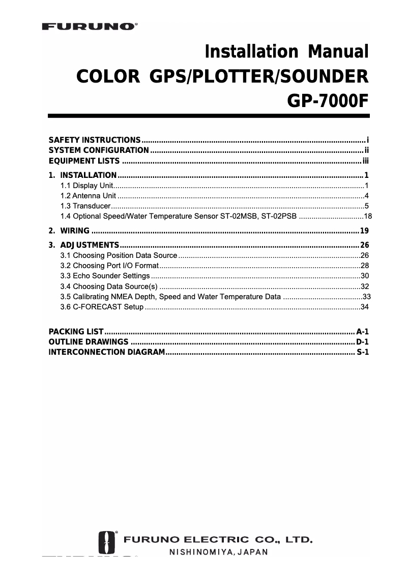 First page image of the manual for GP-7000F