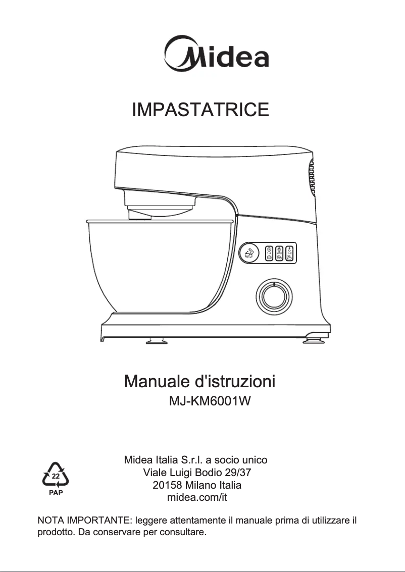 First page image of the manual for MJ-KM6001W