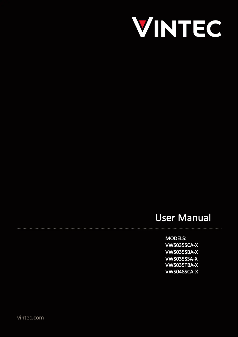 First page image of the manual for VWS035SSA