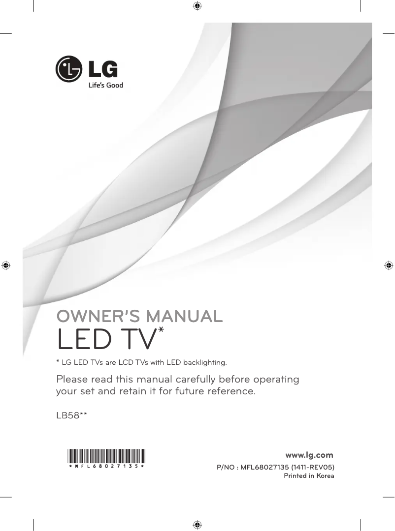 Page 1 of the manual User Manual LG 39LB589Y