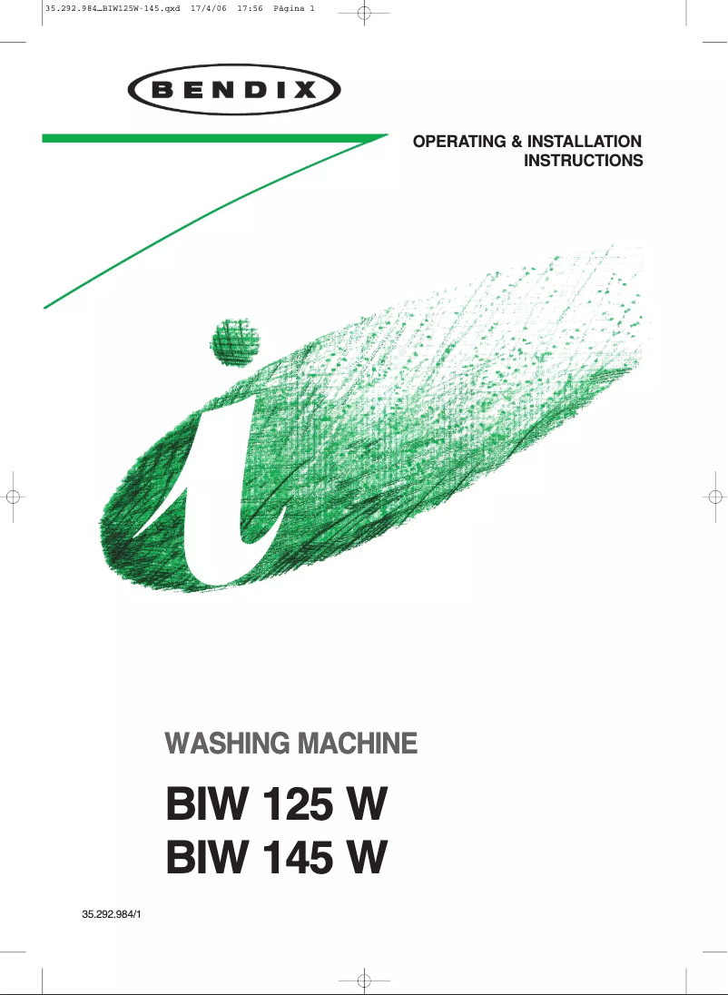 First page image of the manual for BIW125W