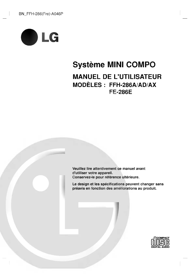 First page image of the manual for FFH-286AD