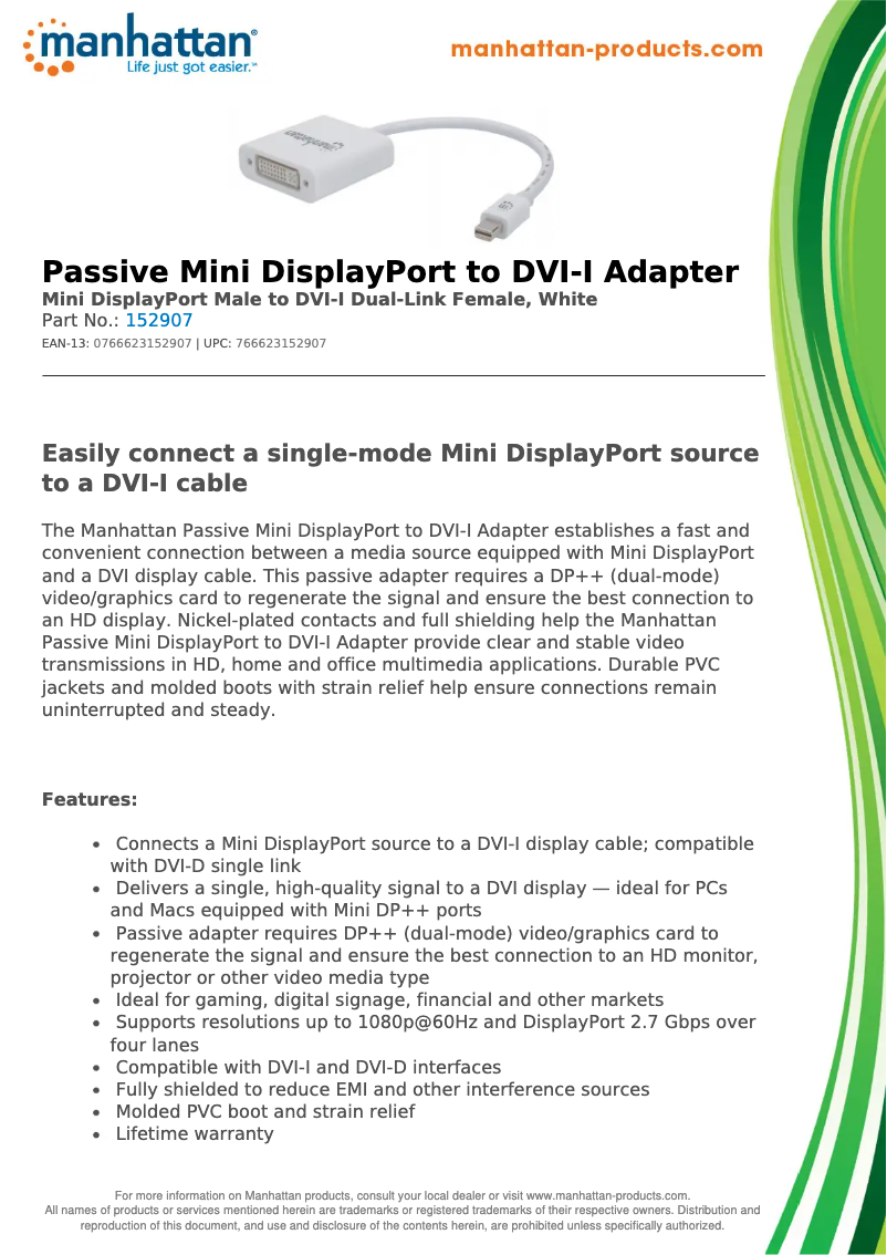 First page image of the manual for 152907