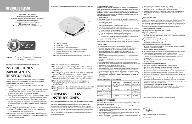 First page image of the manual for GR10RM