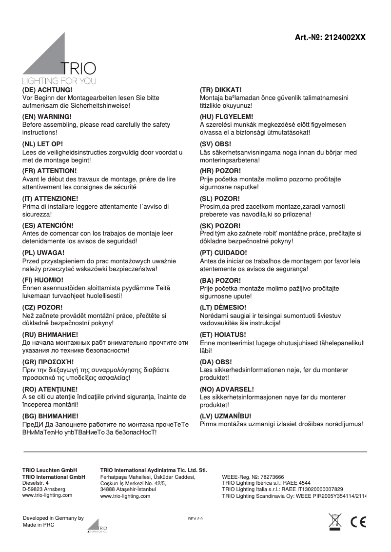 Page 1 of the manual User Manual Trio Lighting Marley 212400201