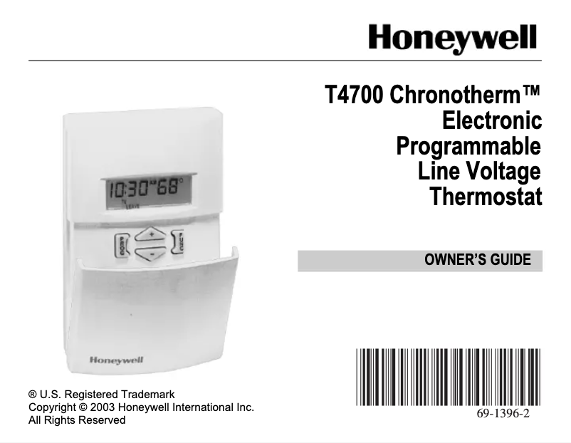 Page 1 of the manual User Manual Honeywell T4700