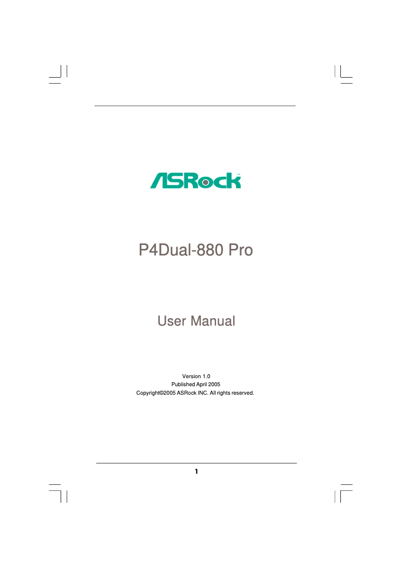 First page image of the manual for P4Dual-880Pro