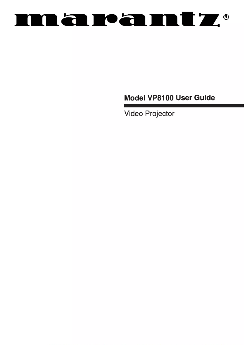 First page image of the manual for VP8100