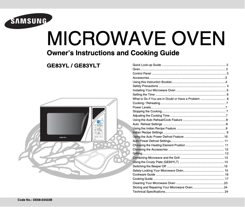 Page 1 of the manual User Manual Samsung GE83YLT