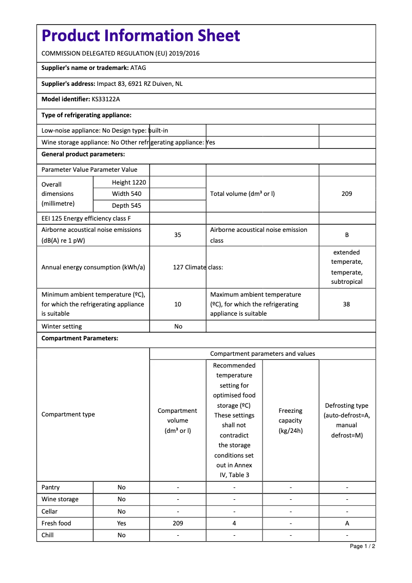 First page image of the manual for KS33122A