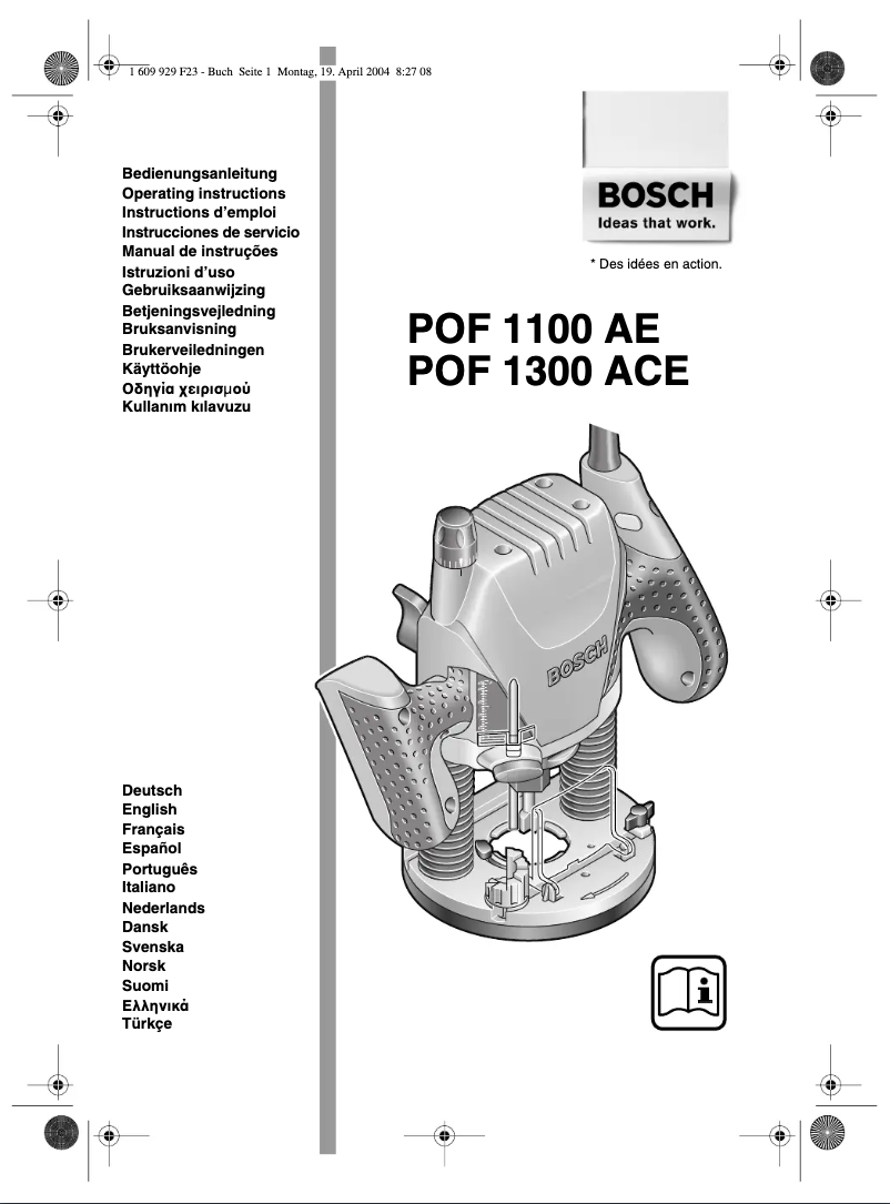 First page image of the manual for POF 1100 AE