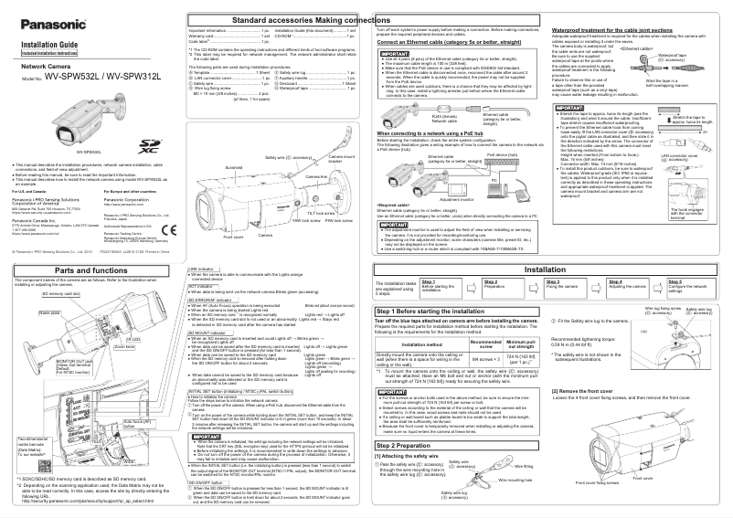Page 1 of the manual User Manual Panasonic WV-SPW532L