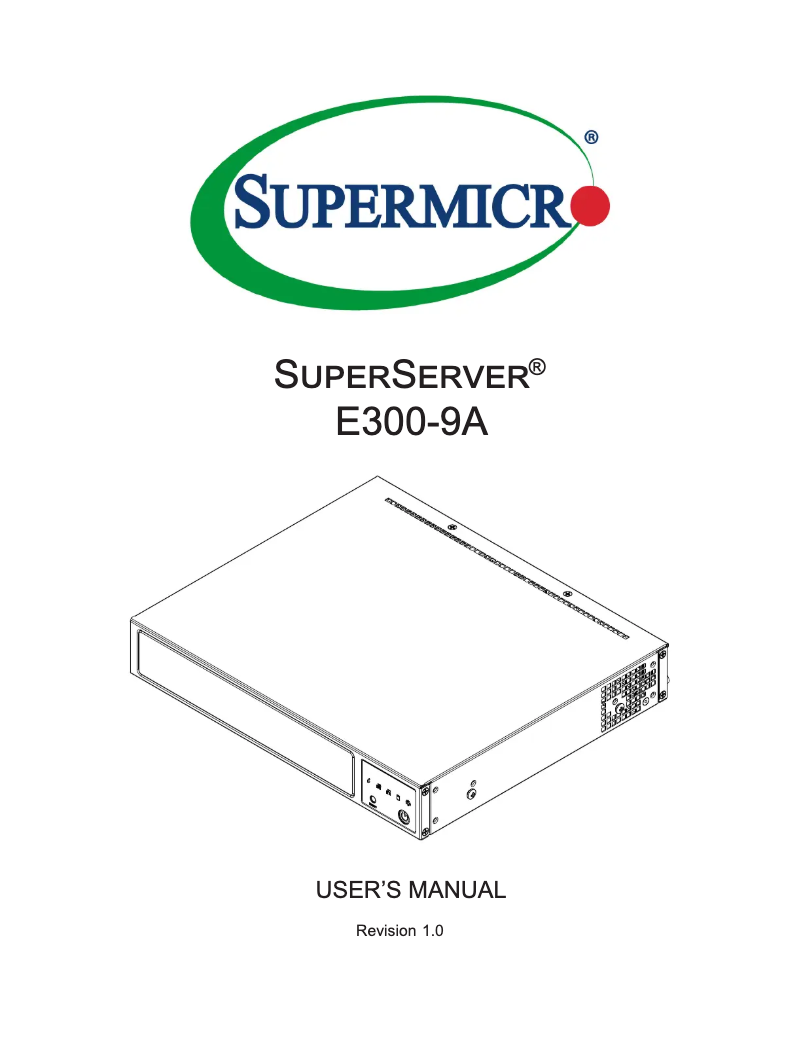 Page 1 of the manual User Manual Supermicro SuperServer E300-9A