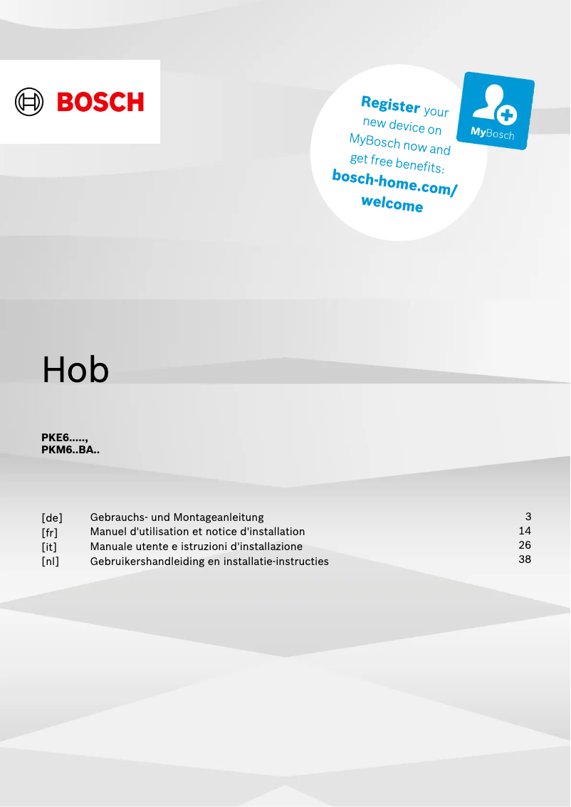 First page image of the manual for PKE645BA2E