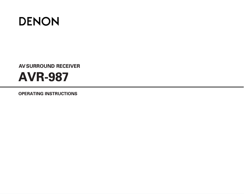 First page image of the manual for AVR-987