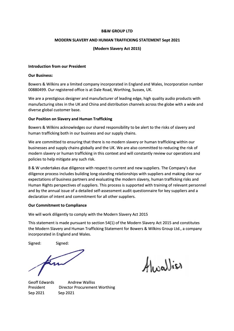 Page 1 of the manual Brochure Bowers & Wilkins AM-1