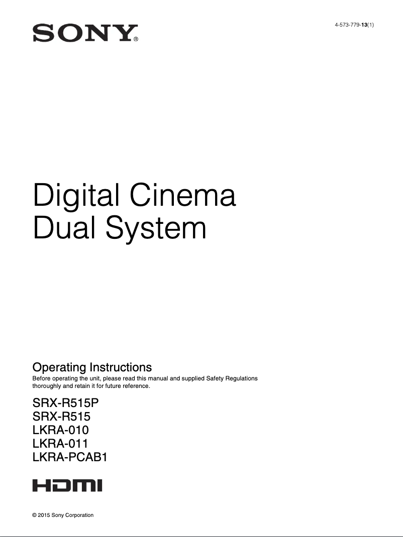 Page 1 of the manual User Manual Sony SRX-R515