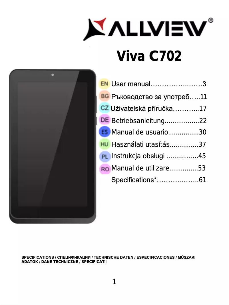First page image of the manual for Viva C702