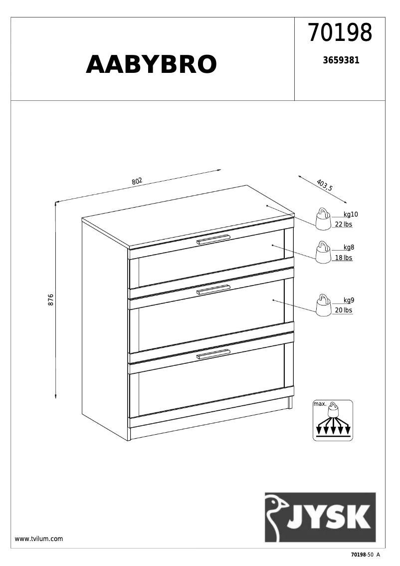 First page image of the manual for Aabybro (81x88x41)