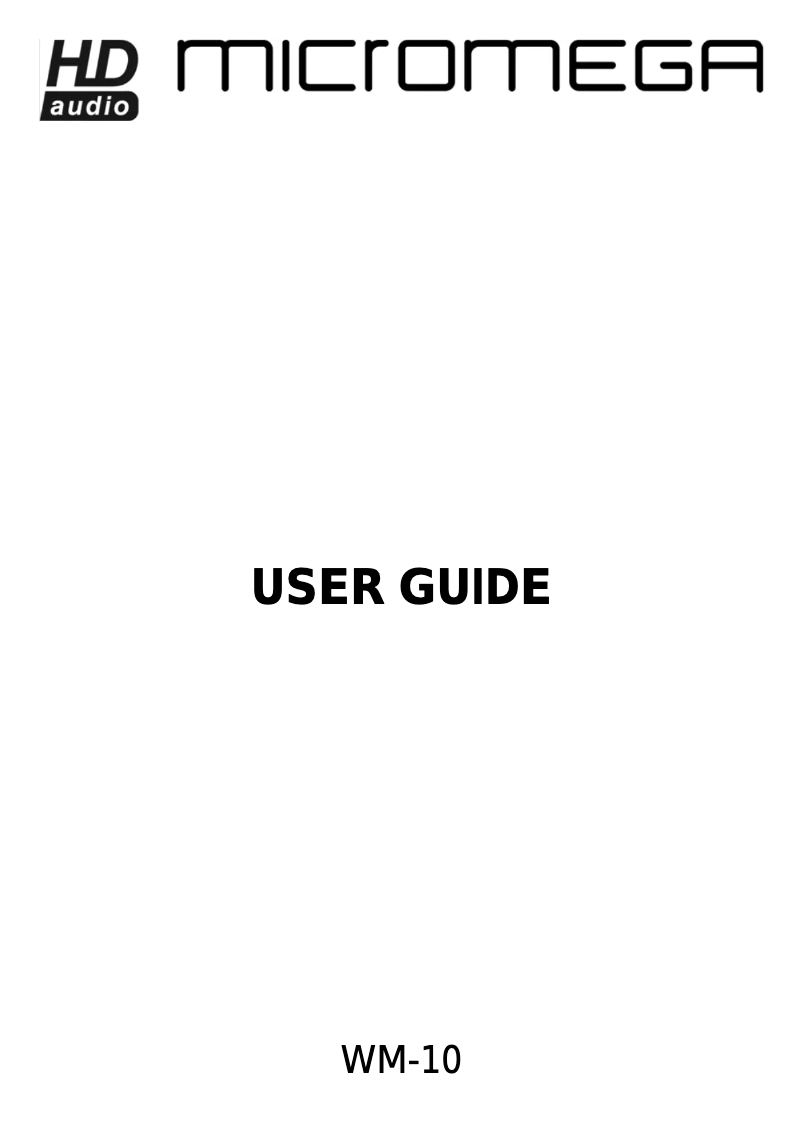 First page image of the manual for WM-10