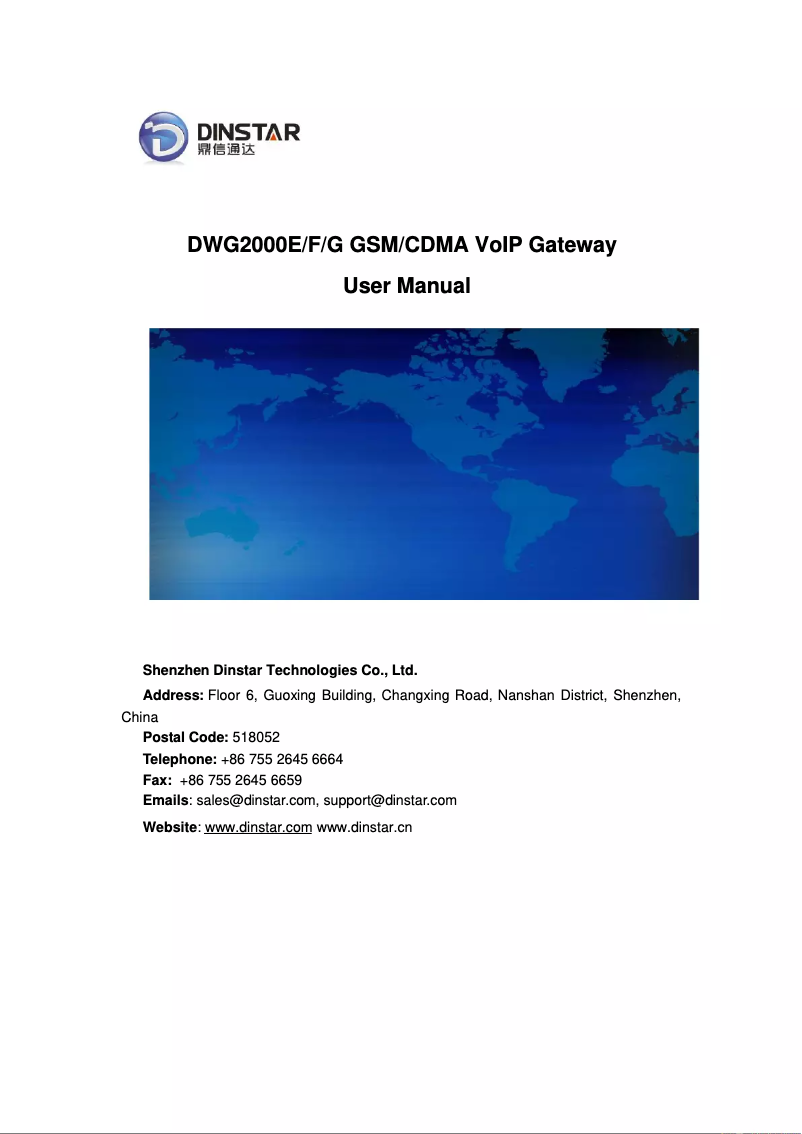 First page image of the manual for UC2000-VE-4G