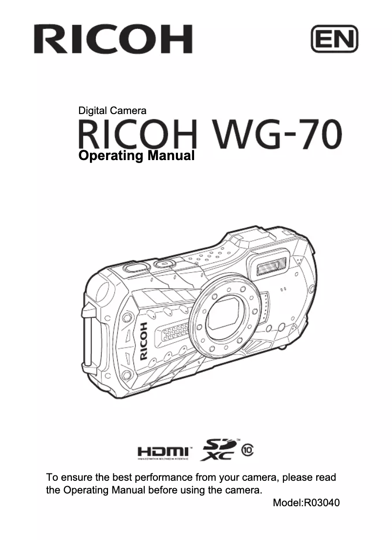 Page 1 of the manual User Manual Ricoh WG-70