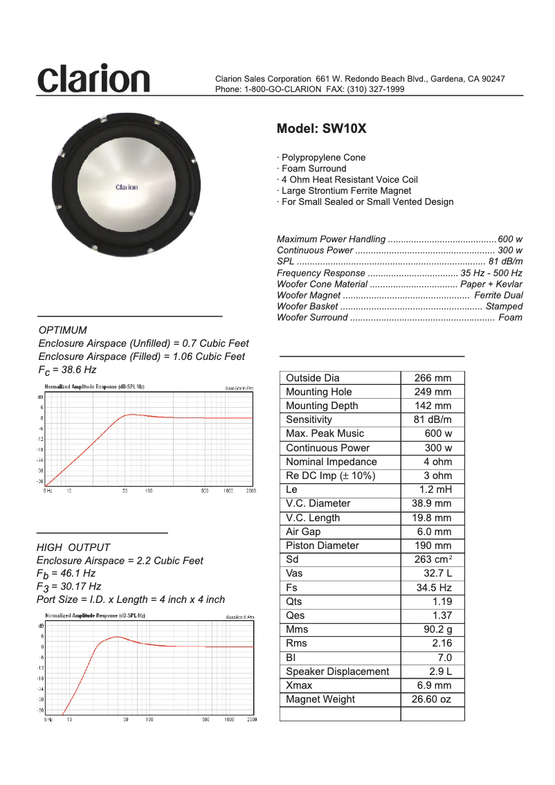 Image de la première page du manuel de l'appareil SW10X