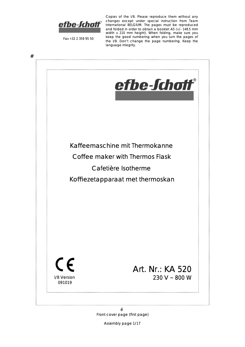 First page image of the manual for KA 520