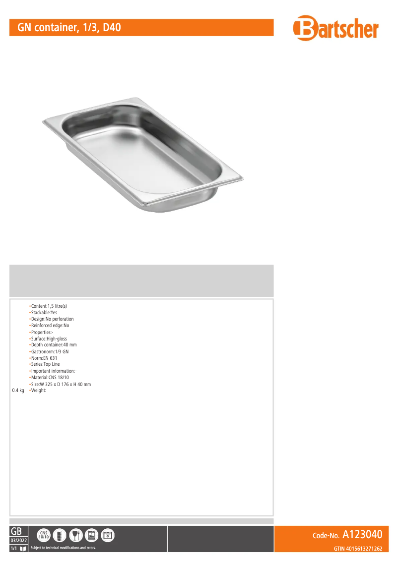 First page image of the manual for A123040