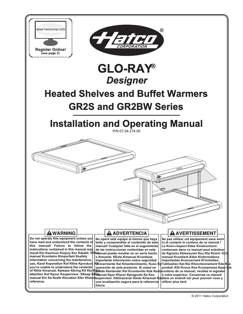 Page 1 of the manual User Manual Hatco Glo-Ray GR2BW-42