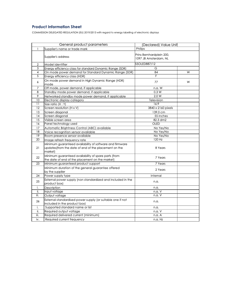 First page image of the manual for 65OLED807
