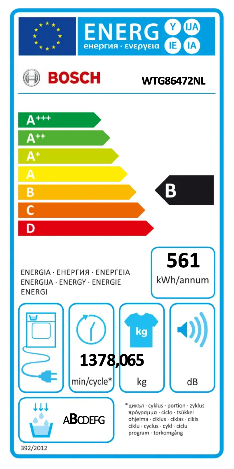 Page 1 of the manual User Manual Bosch Serie 6 WTG86472NL