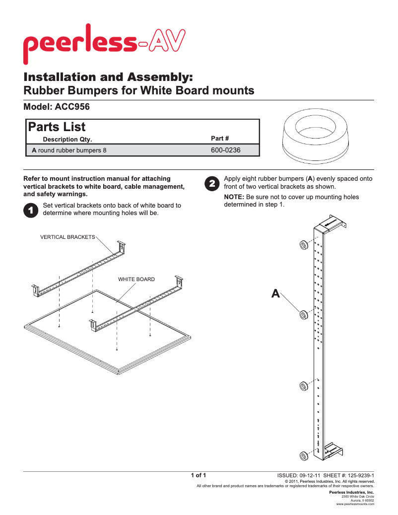 Page 1 of the manual User Manual Peerless-AV ACC956