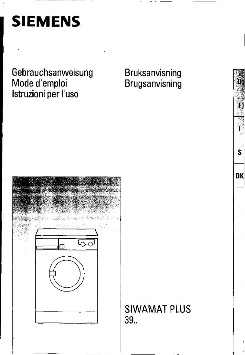 Page 1 of the manual User Manual Siemens WM39030