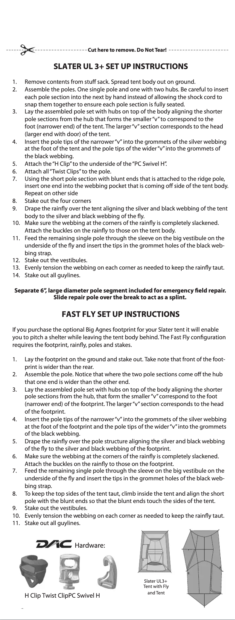 Page 1 of the manual User Manual Big Agnes Slater UL3+