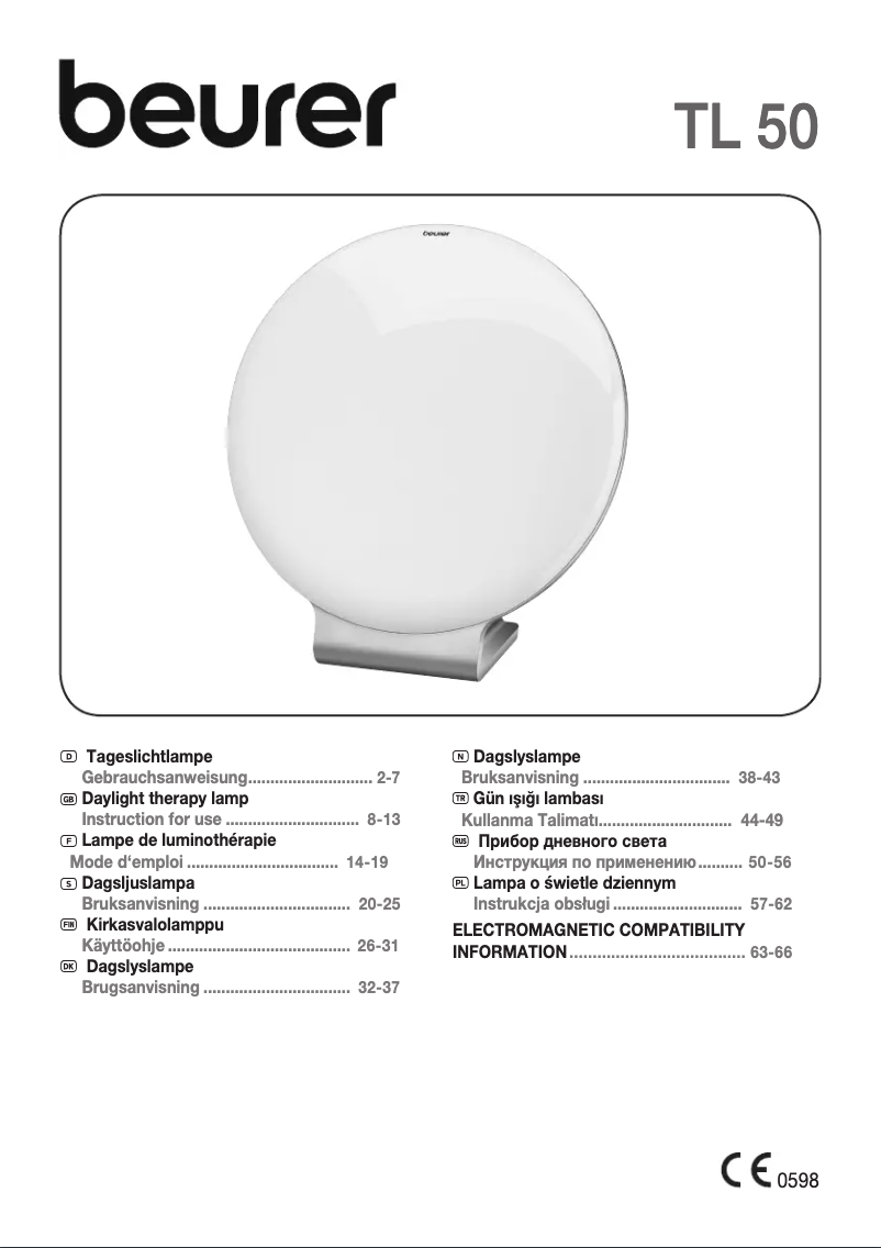 Page 1 of the manual User Manual Beurer TL 50